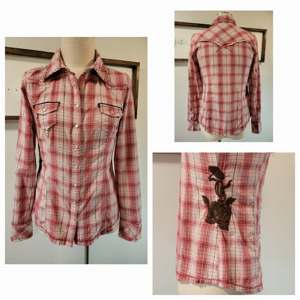 GUESS JEANS VINTAGE WESTERN STYLE Shirt with Embroidery